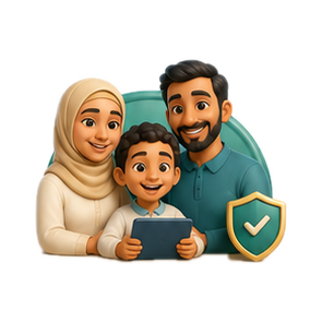 Family learning Arabic together